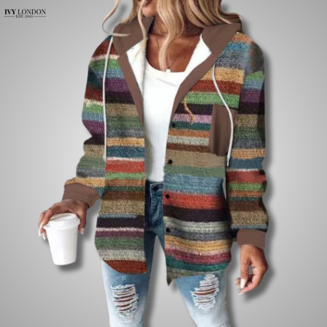JACQUELINE | ELEGANT PLAID HOODED JACKET WITH TUMMY COVERAGE