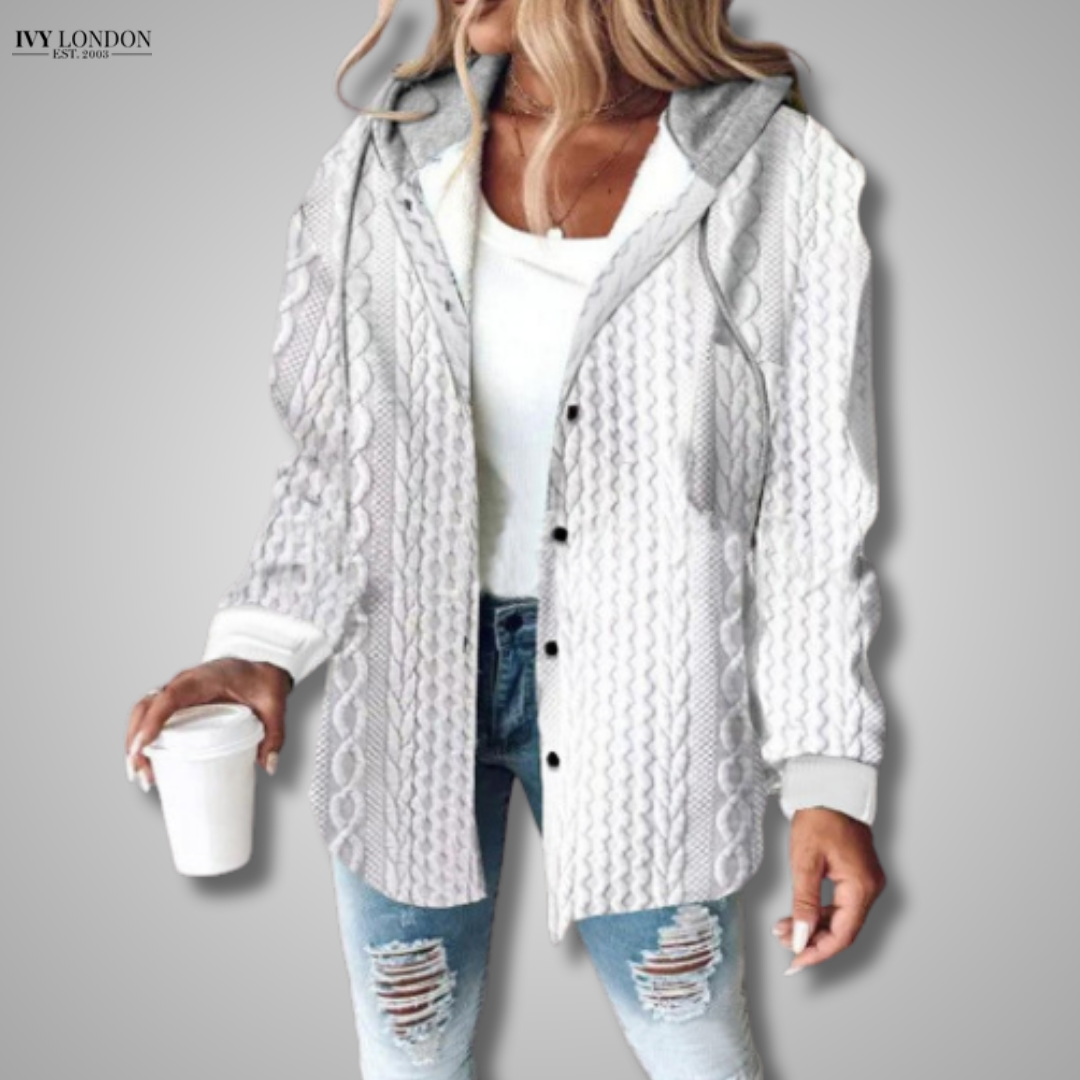 JACQUELINE | ELEGANT PLAID HOODED JACKET WITH TUMMY COVERAGE