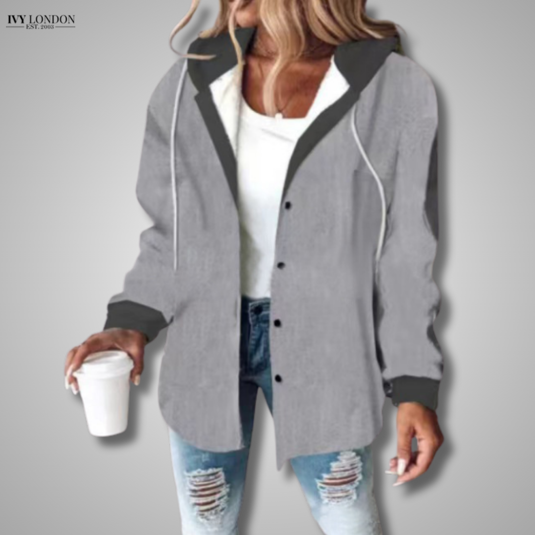 JACQUELINE | ELEGANT PLAID HOODED JACKET WITH TUMMY COVERAGE