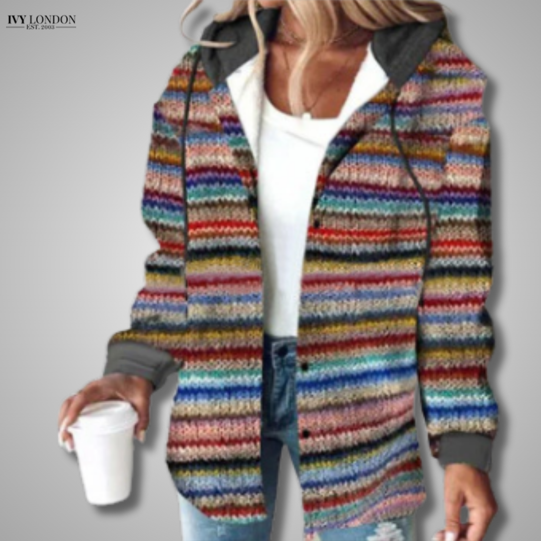 JACQUELINE | ELEGANT PLAID HOODED JACKET WITH TUMMY COVERAGE
