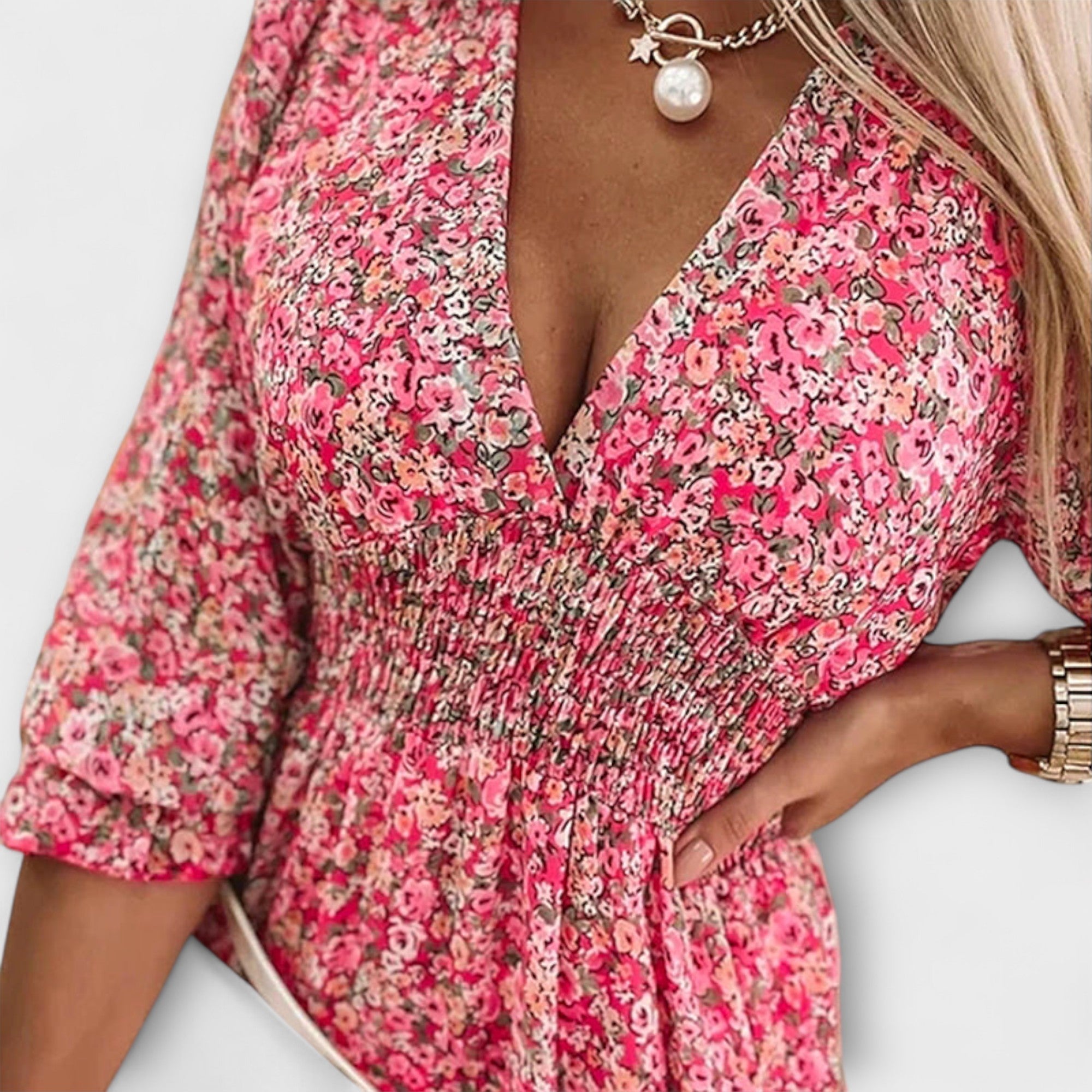 EMMA - LUXE FLORAL PUFF SLEEVE DRESS