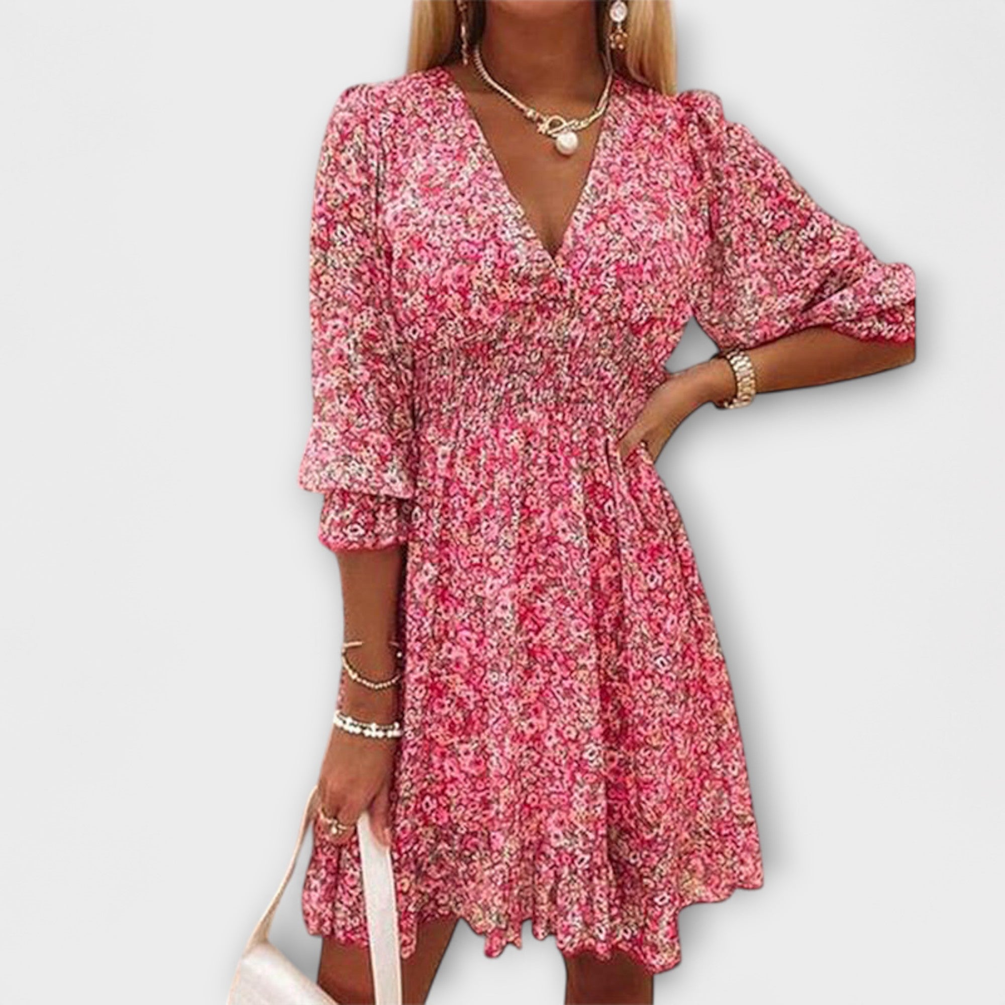 EMMA - LUXE FLORAL PUFF SLEEVE DRESS
