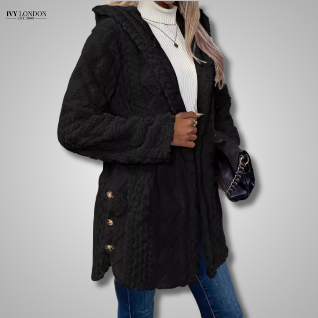 KYLIE | COZY HOODED BUTTON CARDIGAN JACKET WITH TUMMY COVERAGE
