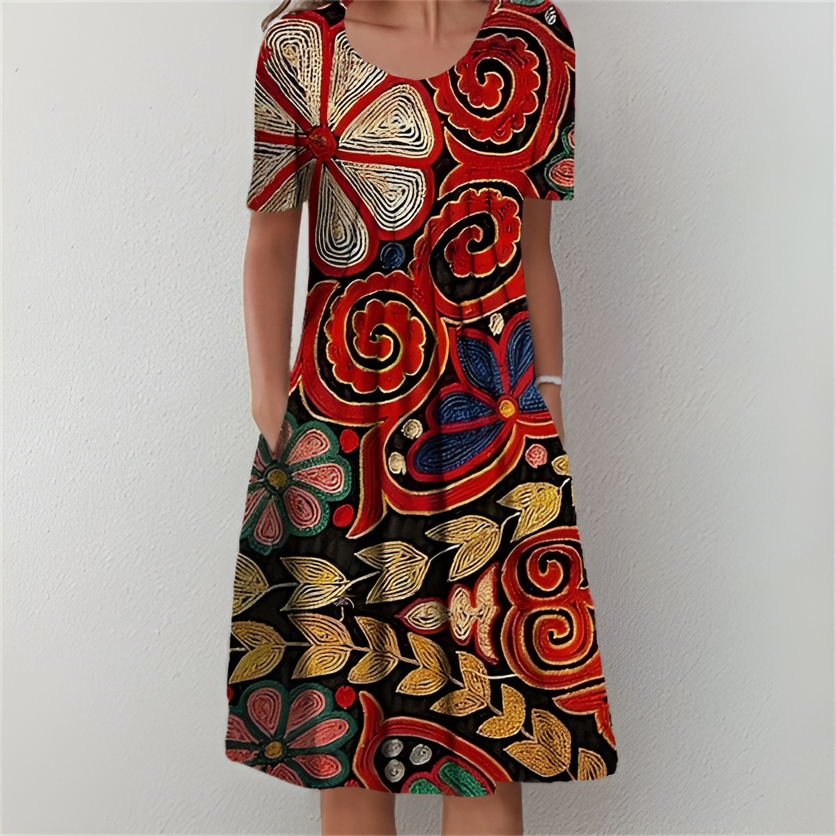 SERINA – ELEGANT RELAXED-FIT PRINTED DRESS