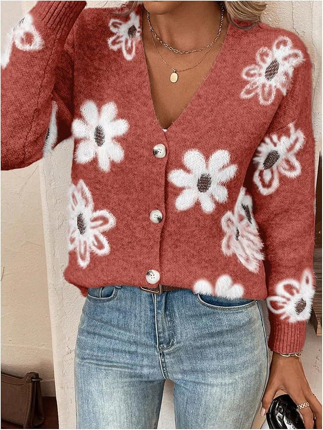MIRANDA | ELEGANT FLORAL BUTTON-DOWN CARDIGAN WITH TUMMY COVERAGE