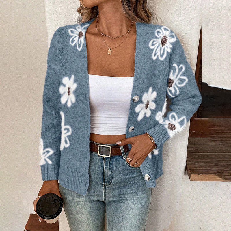MIRANDA | ELEGANT FLORAL BUTTON-DOWN CARDIGAN WITH TUMMY COVERAGE