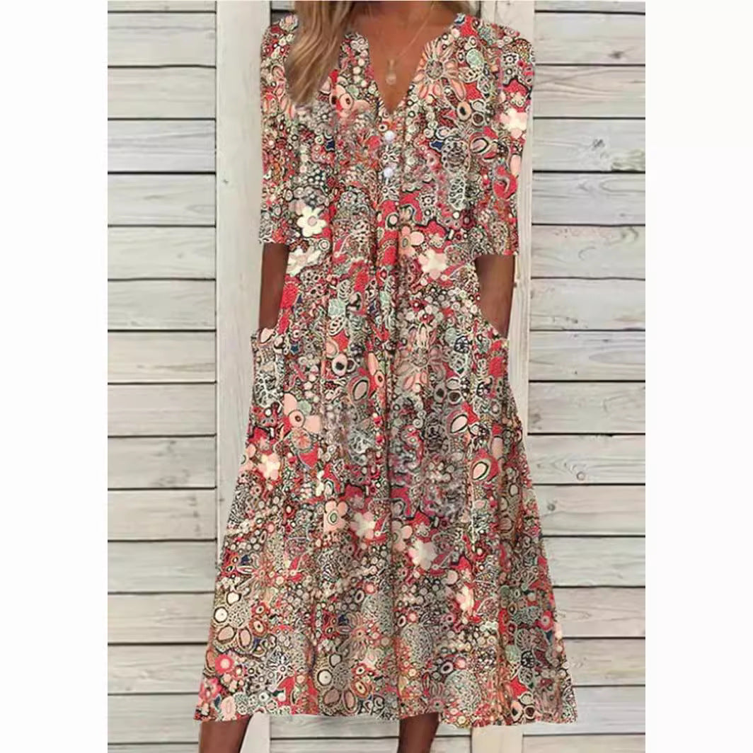 FLORENCE | V-NECK ELEGANT DRESS WITH AIRY FIT