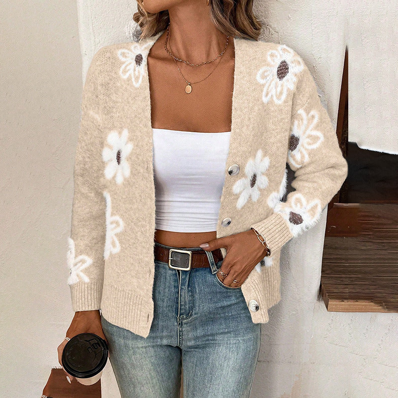 MIRANDA | ELEGANT FLORAL BUTTON-DOWN CARDIGAN WITH TUMMY COVERAGE