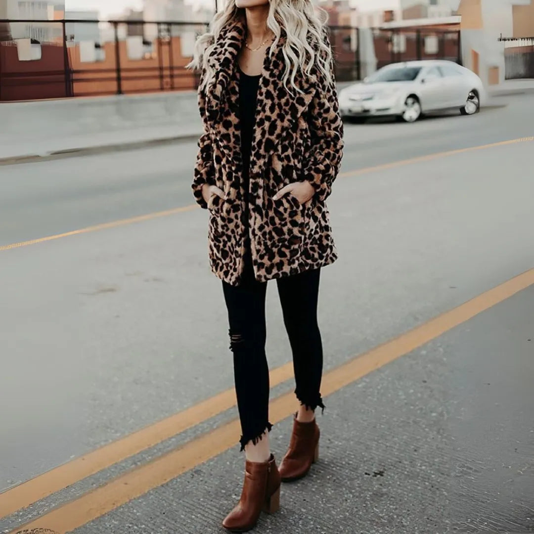 SASHA | LUXURY LEOPARD PRINT FAUX FUR COAT