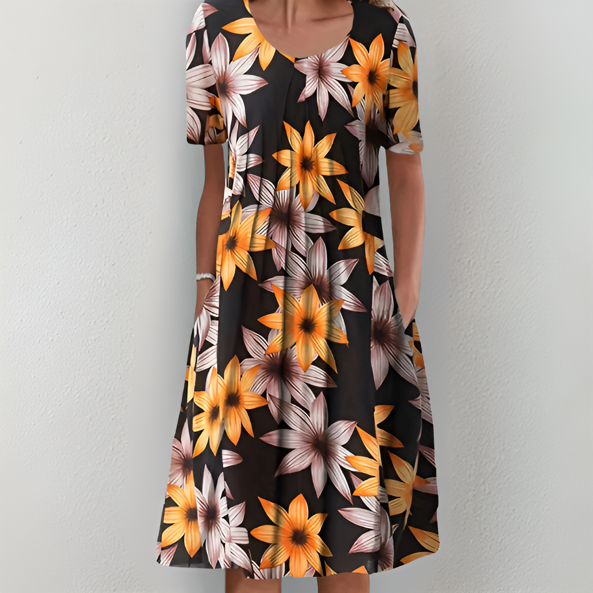 SERINA – ELEGANT RELAXED-FIT PRINTED DRESS