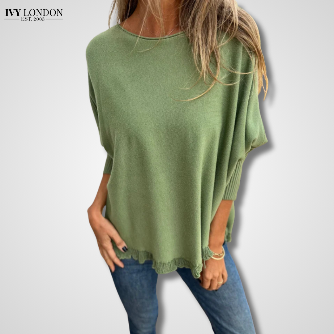VICTORIANA | ELEGANT FRINGE HEM KNIT TOP