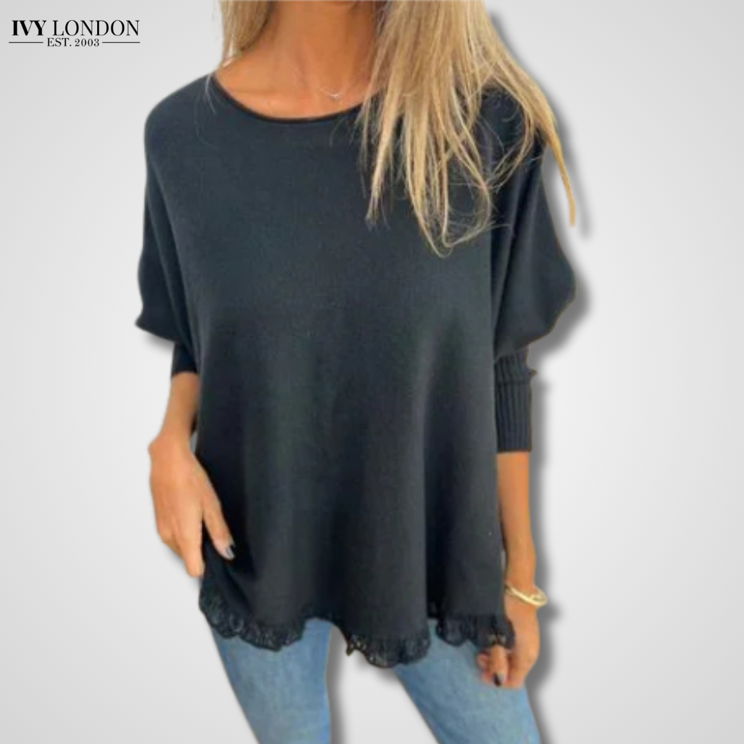 VICTORIANA | ELEGANT FRINGE HEM KNIT TOP