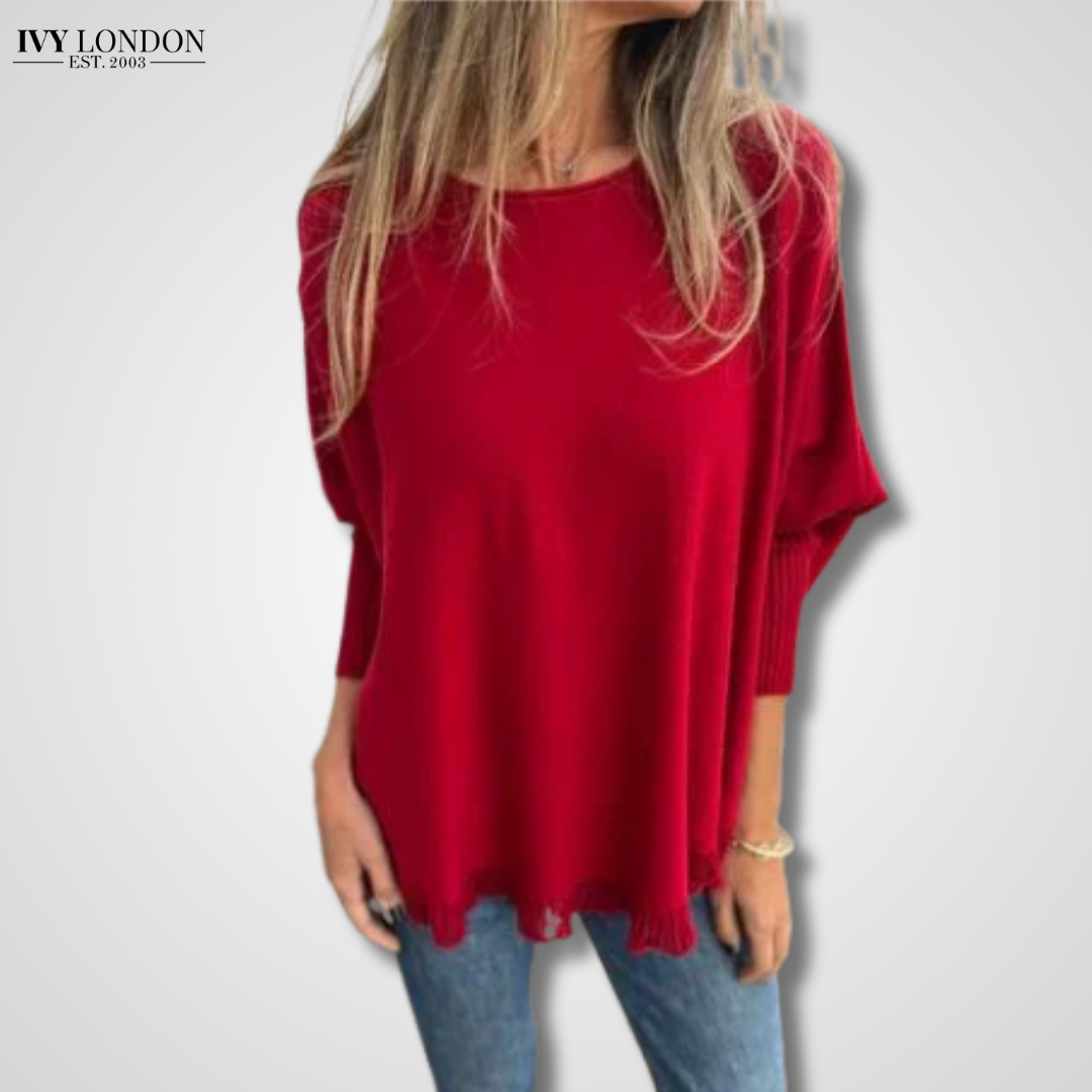 VICTORIANA | ELEGANT FRINGE HEM KNIT TOP