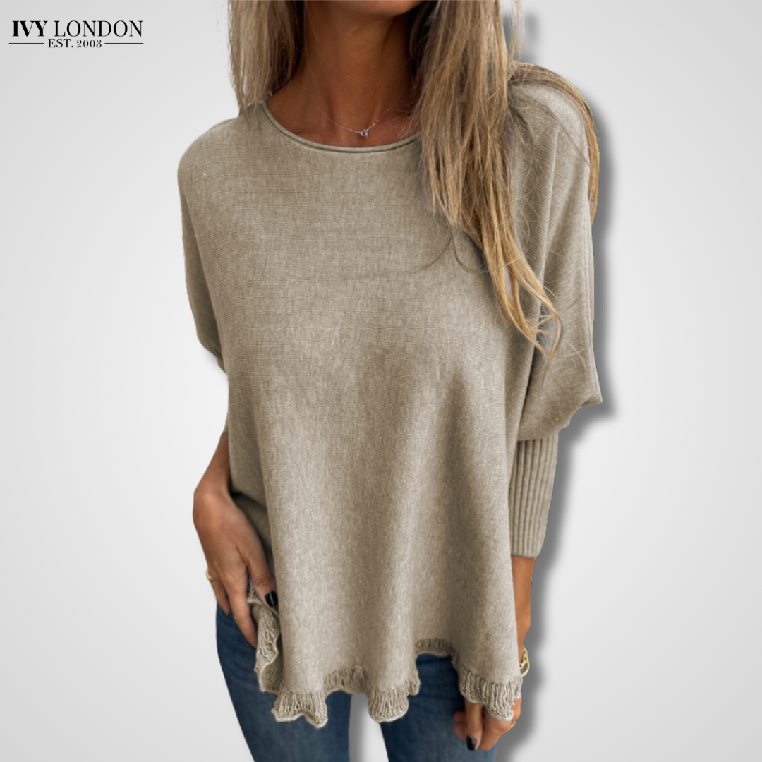 VICTORIANA | ELEGANT FRINGE HEM KNIT TOP