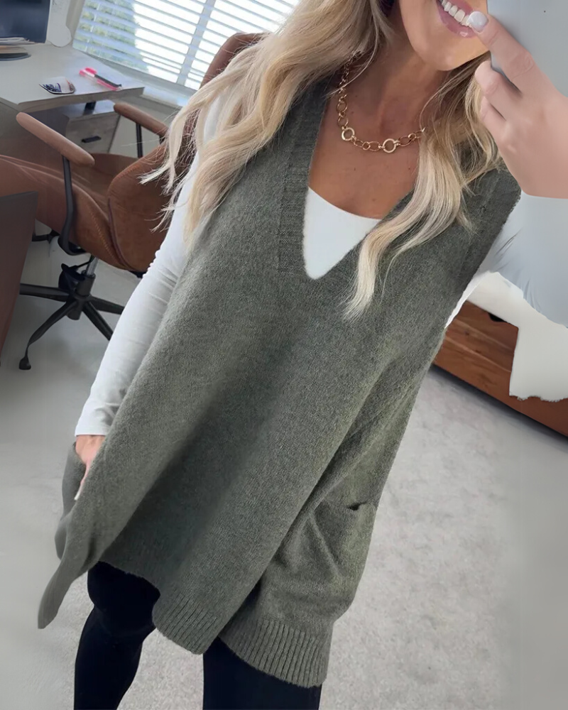 AROLA | ELEGANT COZY RELAXED-FIT KNIT VEST