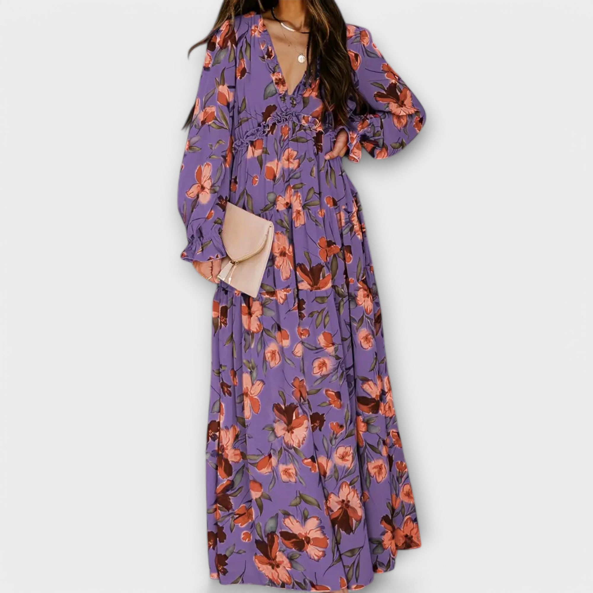 LUNA - STYLISH ELEGANT LUXURY FLORAL MAXI DRESS