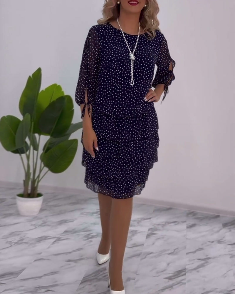 JANICE – RELAXED-FIT ELEGANT LAYERED POLKA DOT DRESS