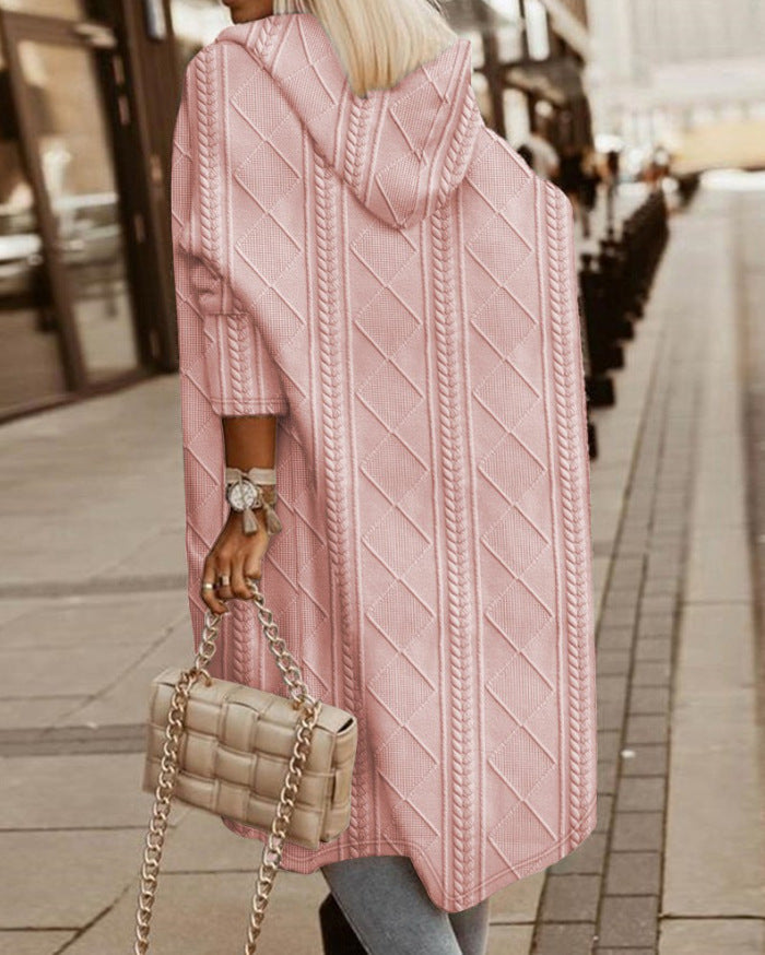 IRENA | LONG KNIT CARDIGAN WITH HOOD