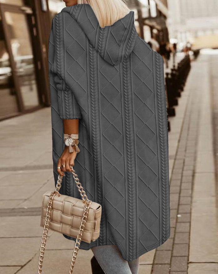 IRENA | LONG KNIT CARDIGAN WITH HOOD