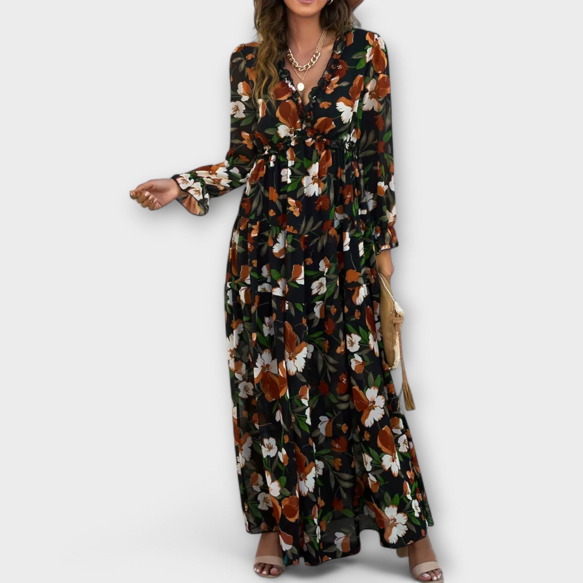 LUNA - STYLISH ELEGANT LUXURY FLORAL MAXI DRESS