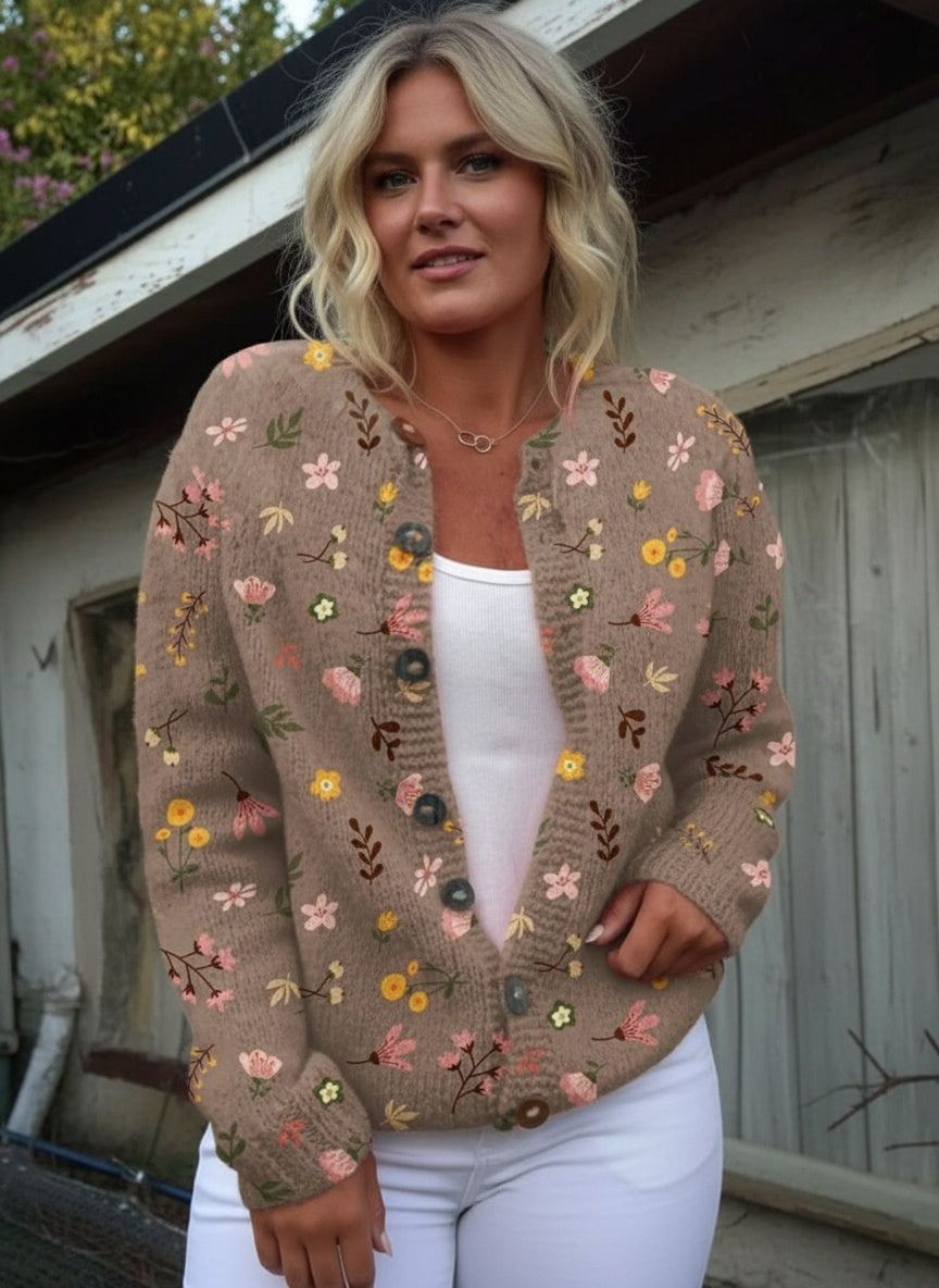 ELLEN | CHIC FLORAL PRINT BUTTONED CARDIGAN