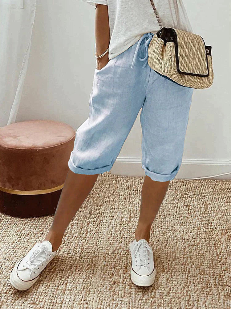 FRANCESCA – LIGHT COTTON-LINEN SHORTS