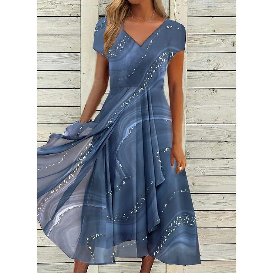 ISHA | ELEGANT V-NECK MIDI DRESS