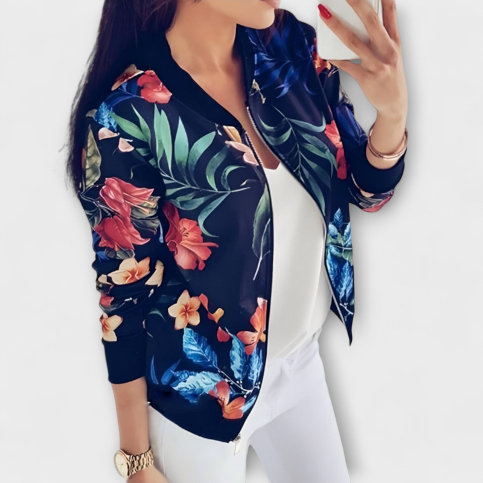 KAYLIN | STYLISH FLORAL BOMBER JACKET
