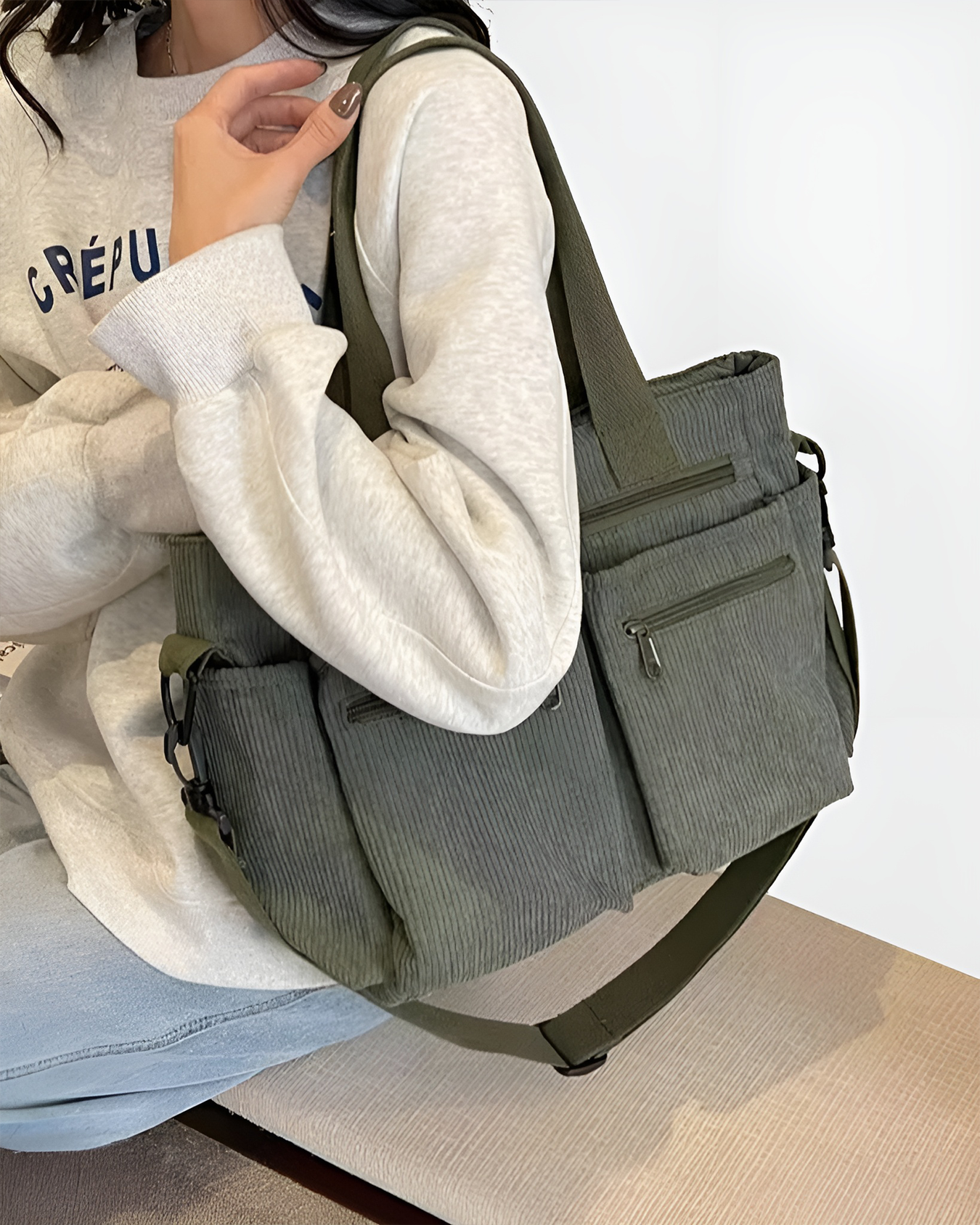 Ivy Corduroy Utility Tote Bag