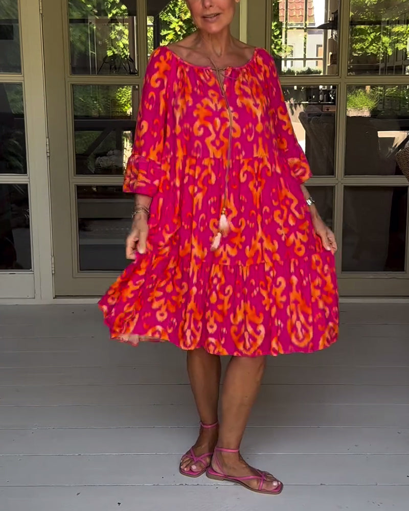 LIVIA – RELAXED-FIT MIDI DRESS WITH BELL SLEEVES & TUMMY COVERAGE