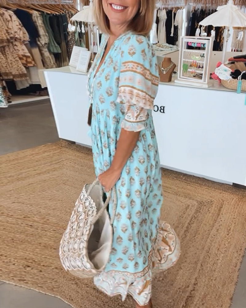 MARISE – CHIC FLORAL V-NECK DRESS