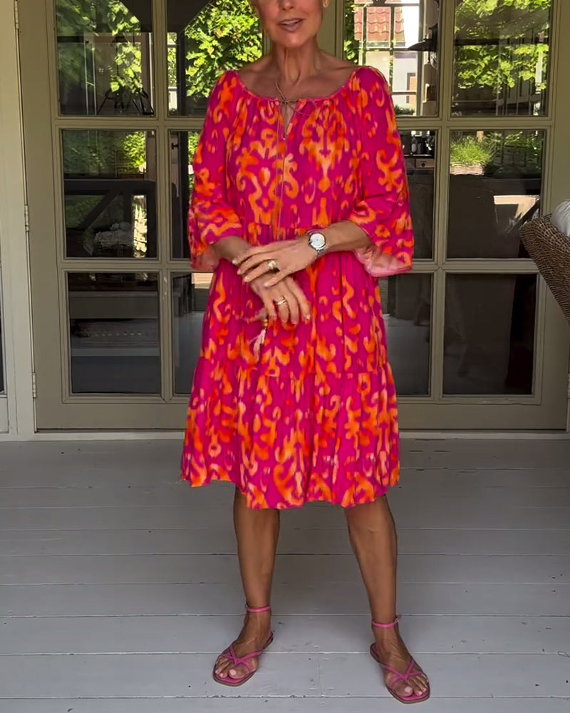 LIVIA – RELAXED-FIT MIDI DRESS WITH BELL SLEEVES & TUMMY COVERAGE