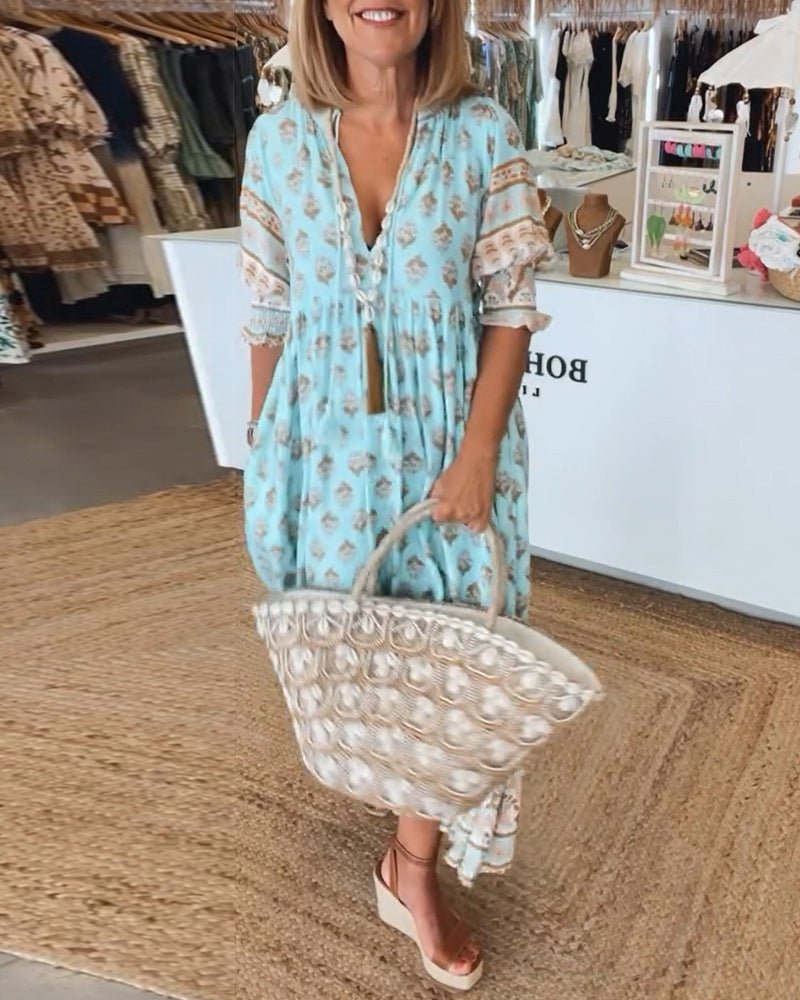 MARISE – CHIC FLORAL V-NECK DRESS