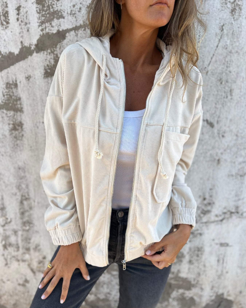 SOPHIE | CORDUROY HOODED JACKET WITH ZIPPER
