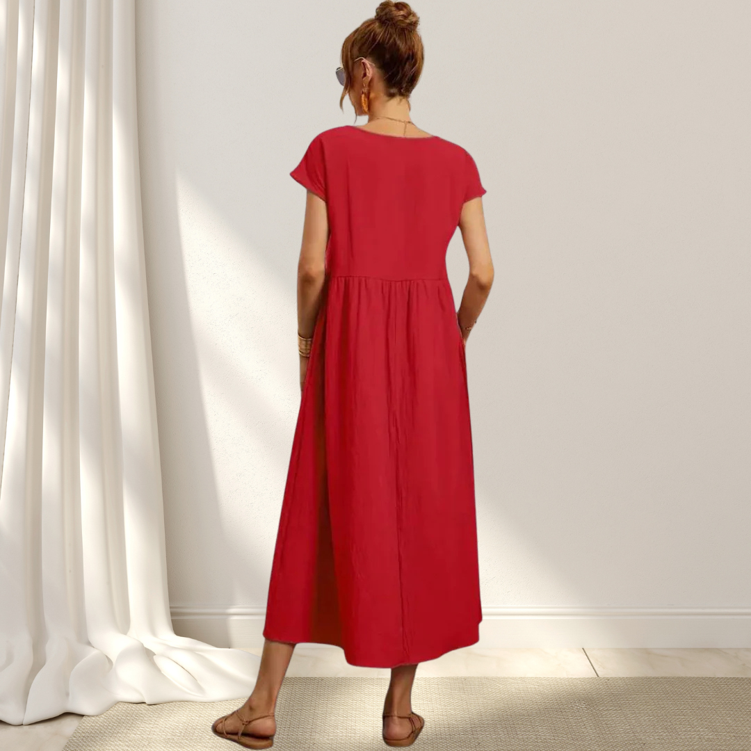 CHARLOTTE – LUXURIOUS COTTON-BLEND DRESS WITH TUMMY COVERAGE