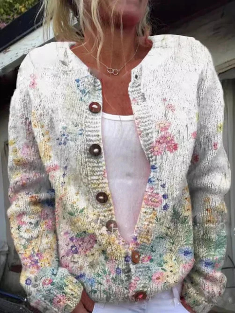 IRENE | ELEGANT FLORAL PATTERN CARDIGAN