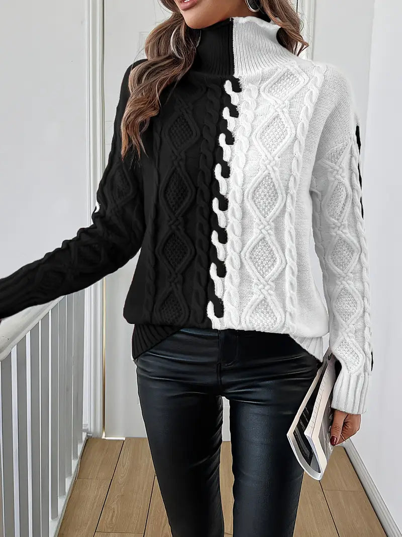 LISE | ELEGANT STRIPED TURTLENECK SWEATER