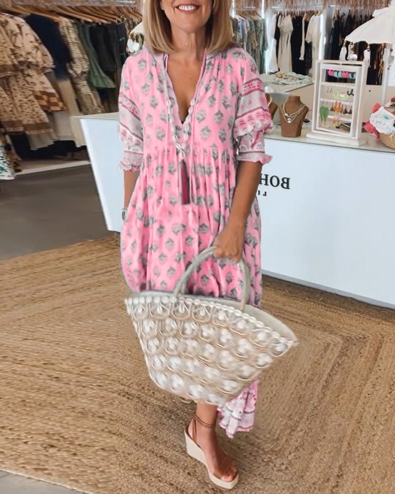 MARISE – CHIC FLORAL V-NECK DRESS