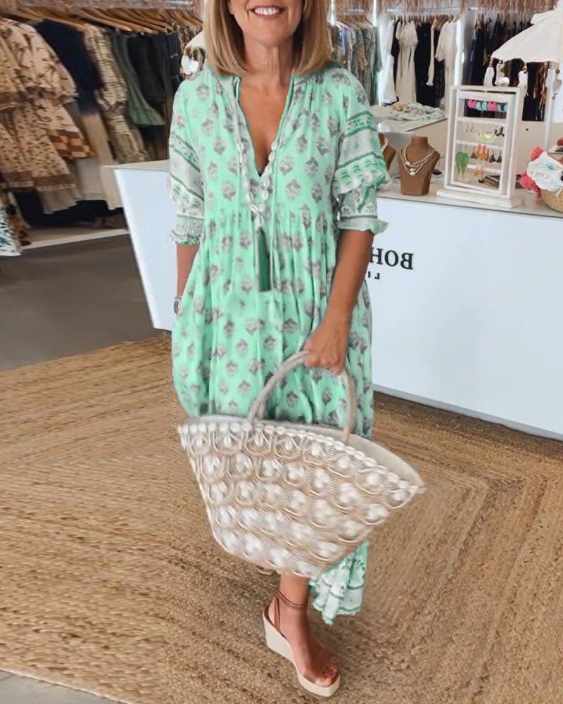 MARISE – CHIC FLORAL V-NECK DRESS