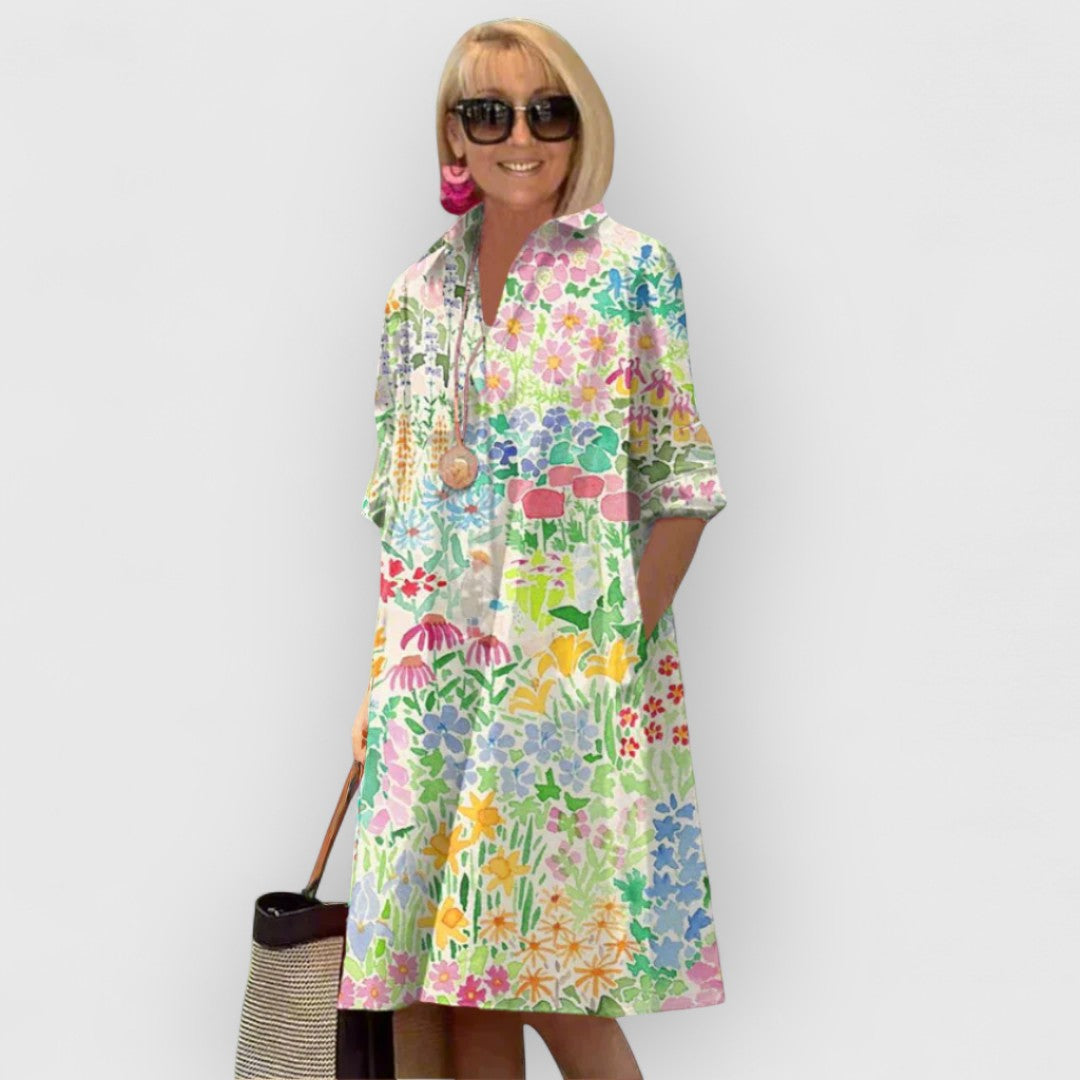 ESMAY – PREMIUM FLORAL MIDIDRESS WITH TUMMY COVERAGE