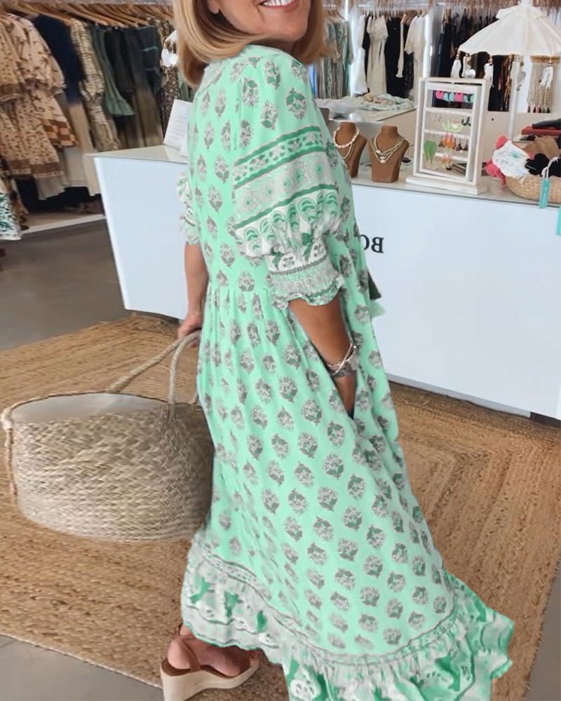 MARISE – CHIC FLORAL V-NECK DRESS