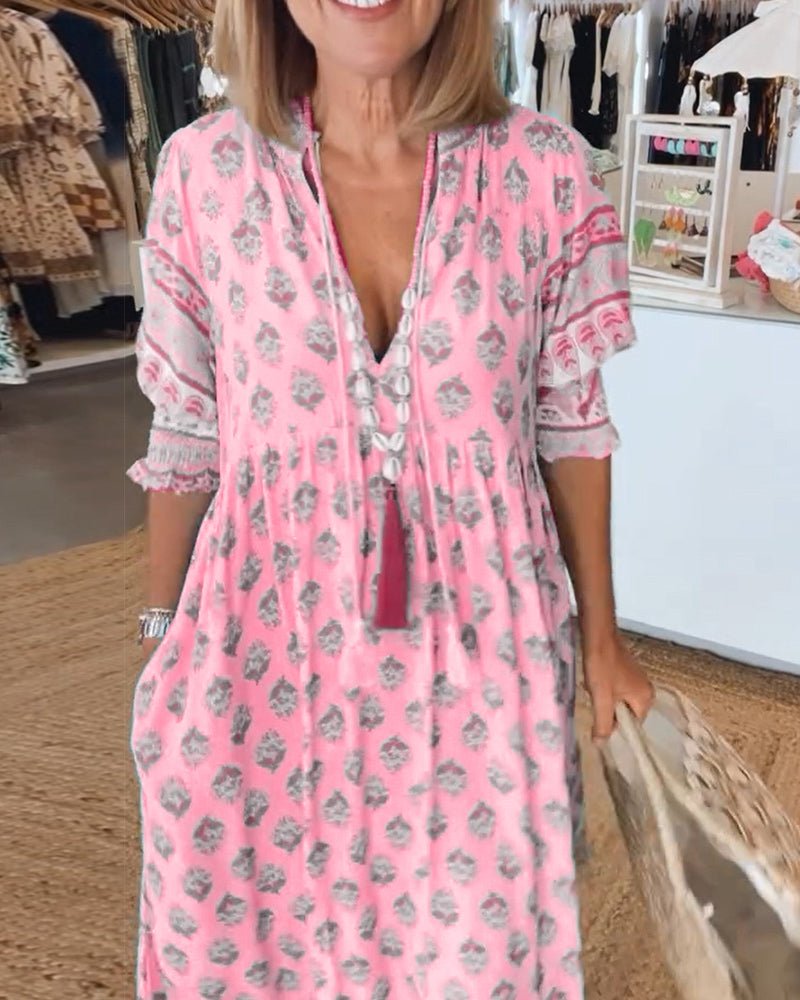MARISE – CHIC FLORAL V-NECK DRESS