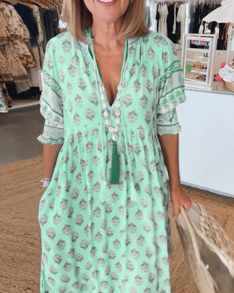 MARISE – CHIC FLORAL V-NECK DRESS