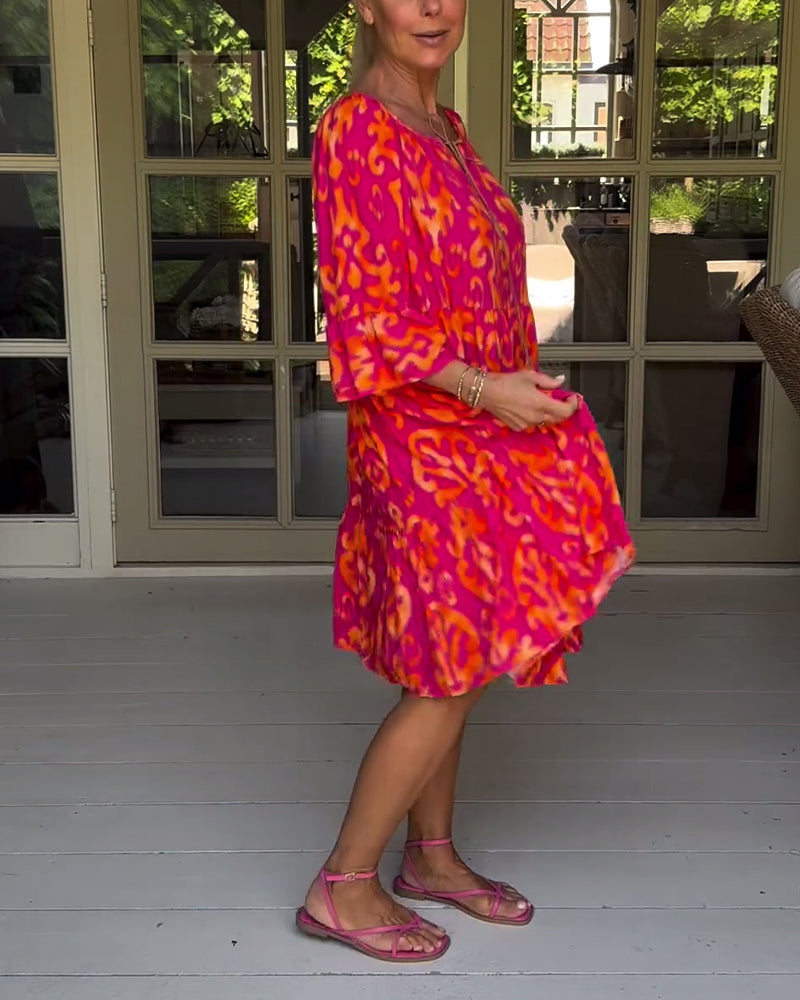 LIVIA – RELAXED-FIT MIDI DRESS WITH BELL SLEEVES & TUMMY COVERAGE
