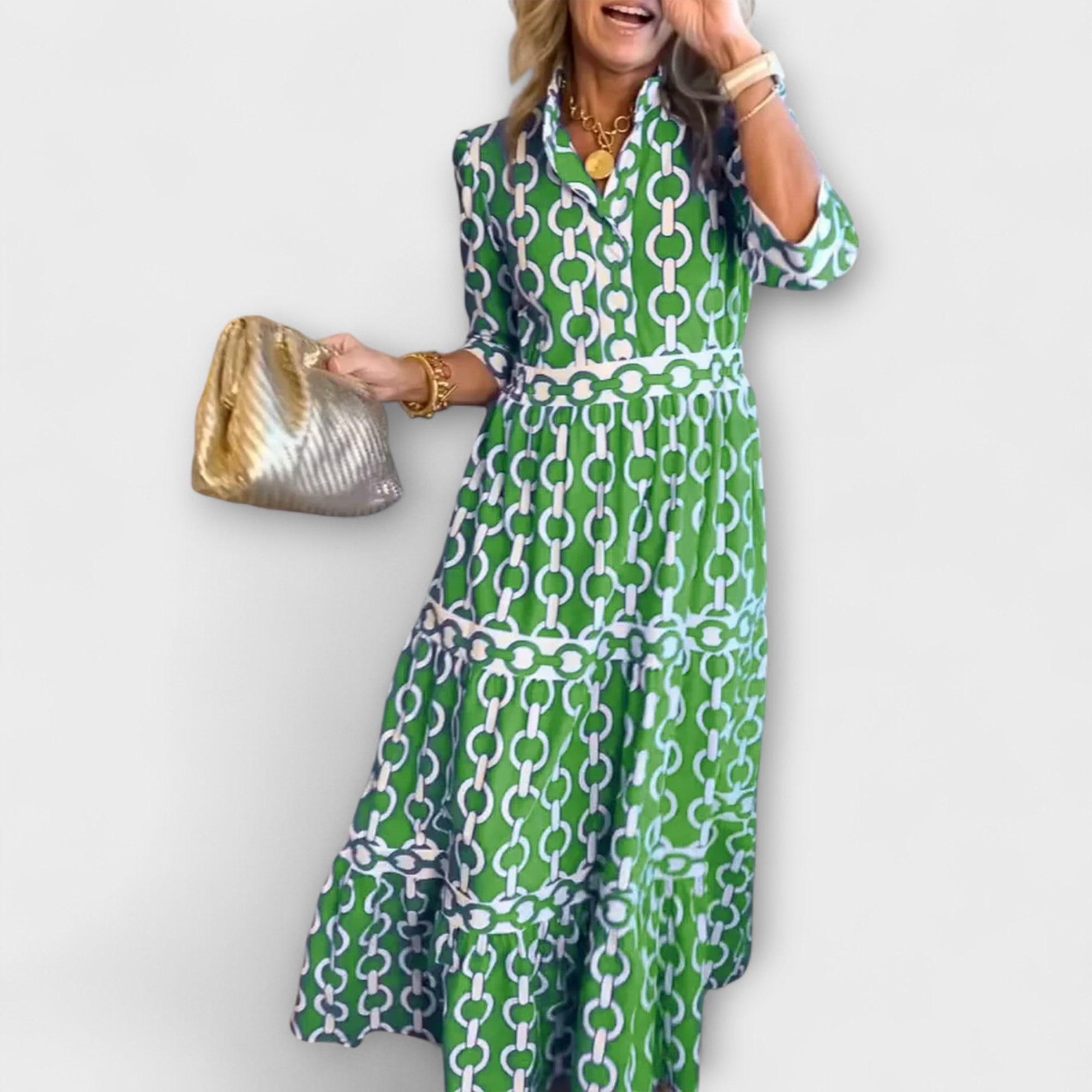 ZOE - LUXE REGULAR FIT CHAIN PRINT MIDI DRESS