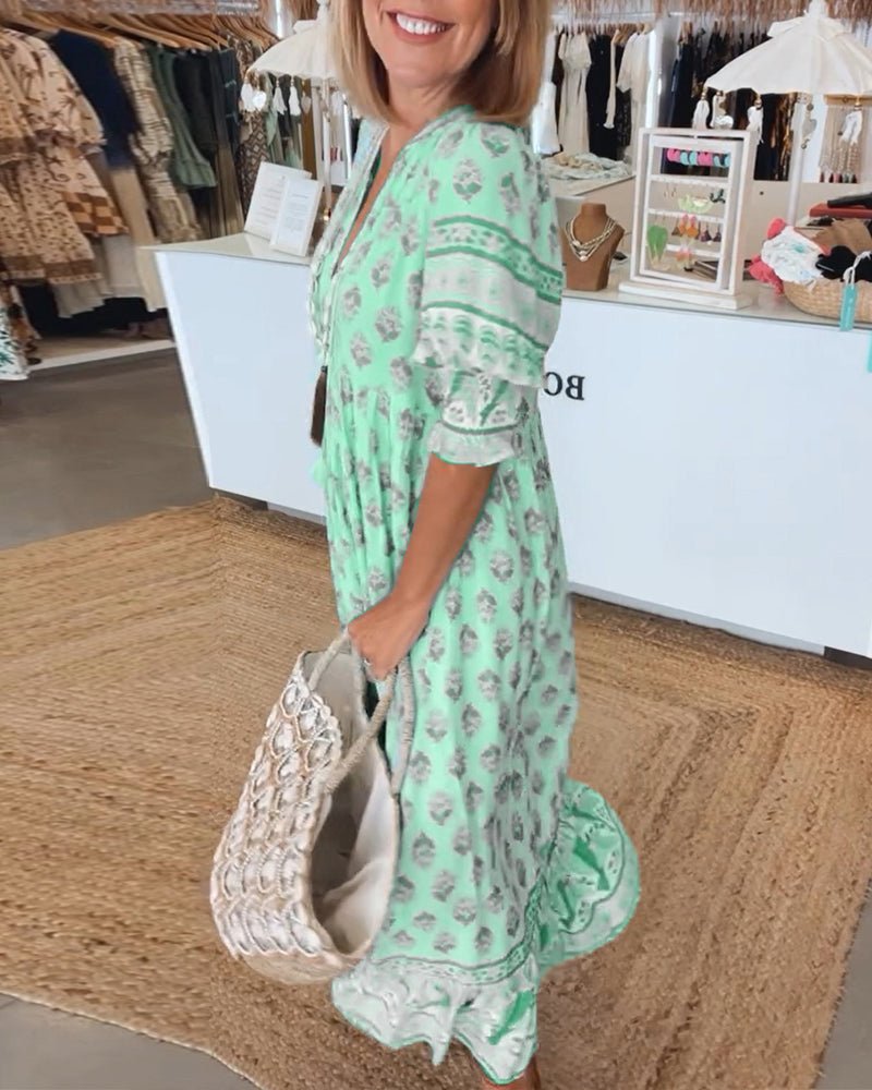 MARISE – CHIC FLORAL V-NECK DRESS
