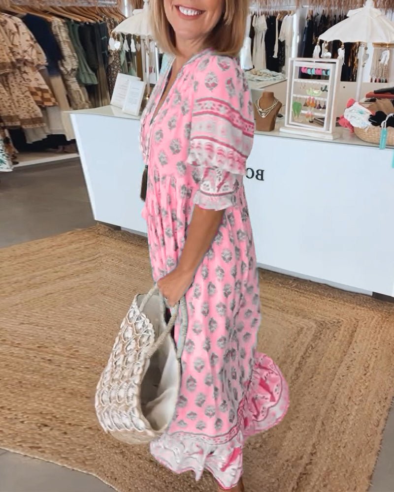 MARISE – CHIC FLORAL V-NECK DRESS