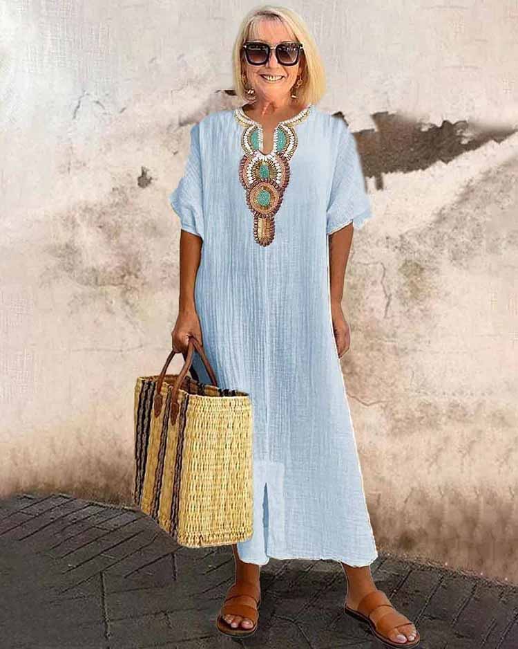 LEILA – EMBROIDERED BEAUTY DRESS WITH TUMMY COVERAGE