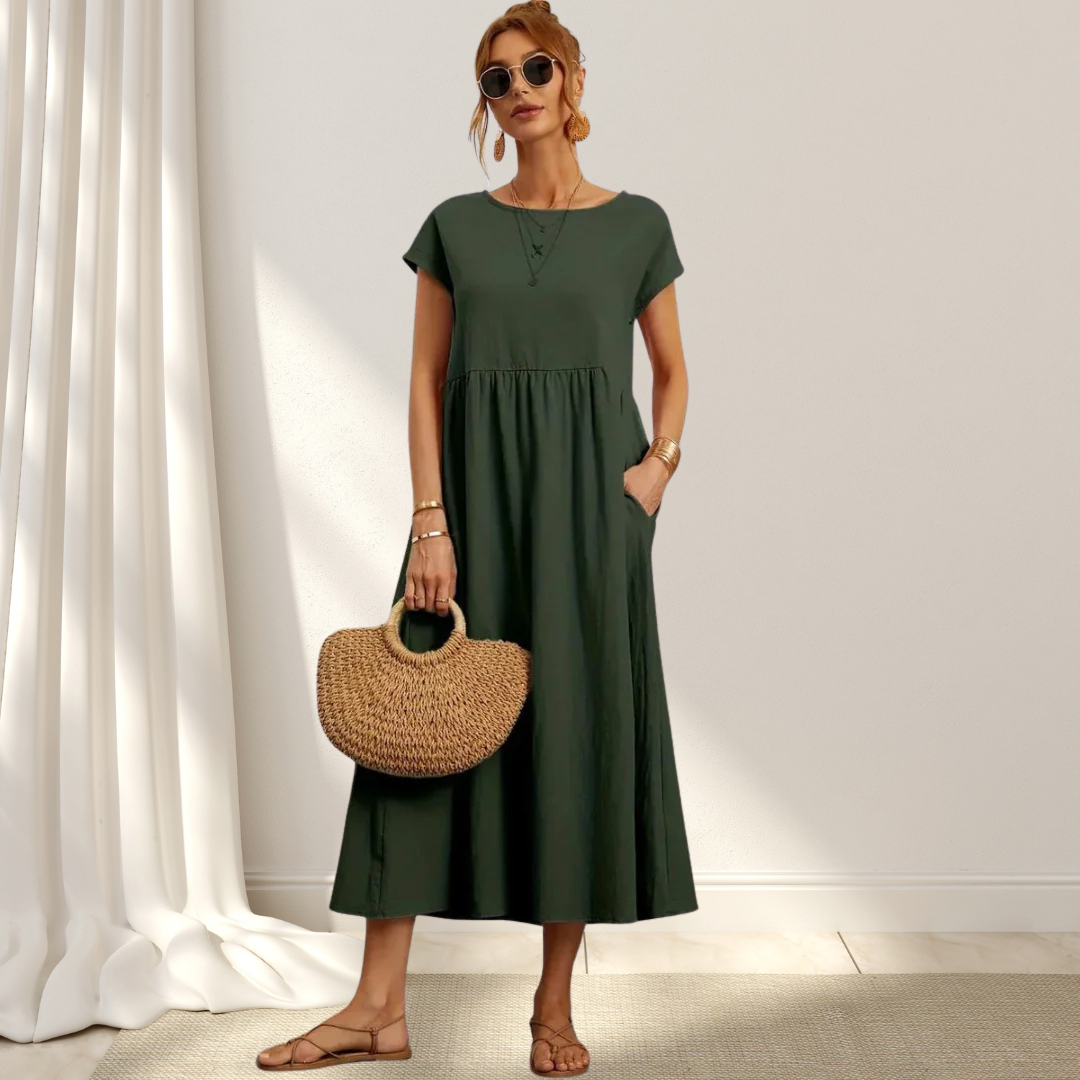 CHARLOTTE – LUXURIOUS COTTON-BLEND DRESS WITH TUMMY COVERAGE