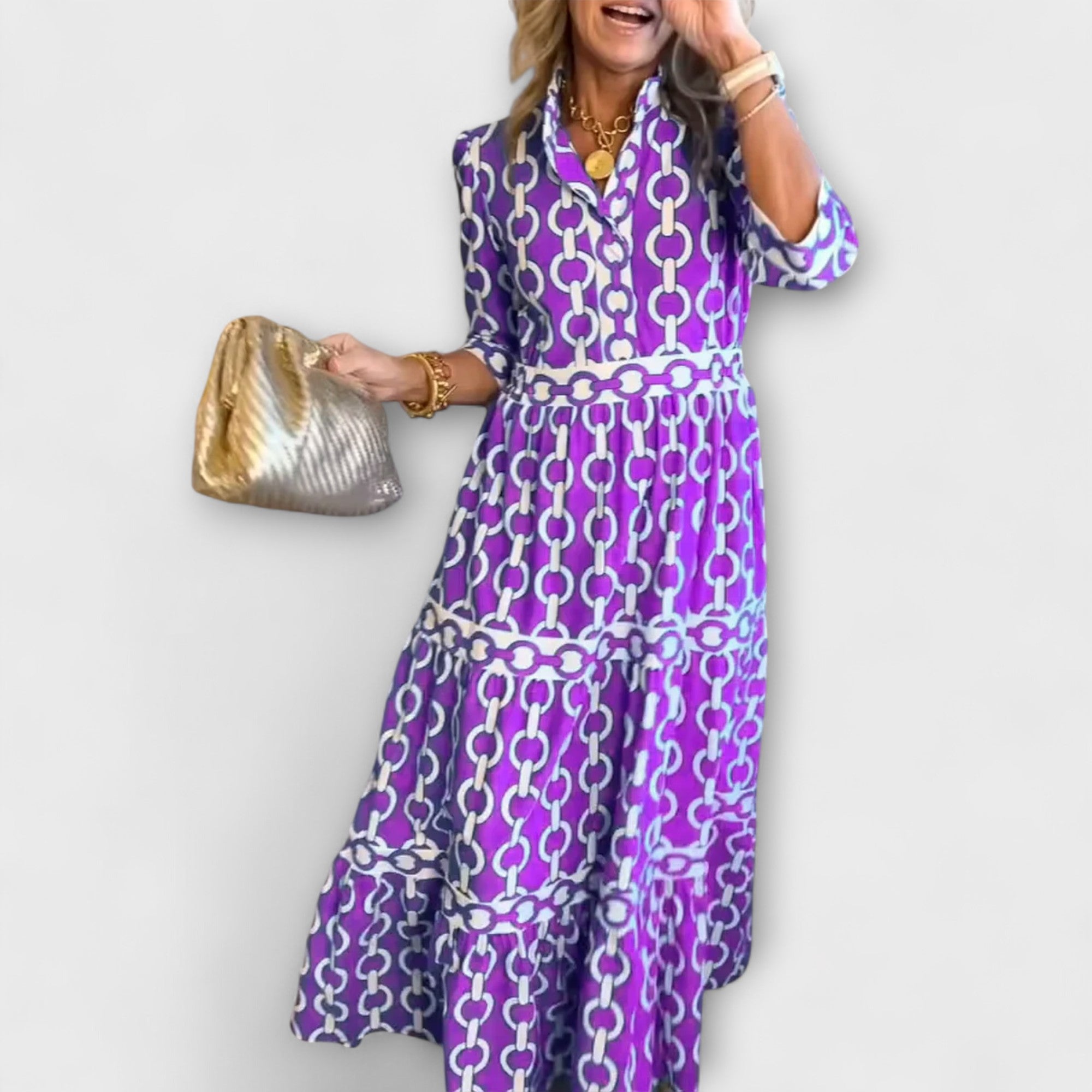 ZOE - LUXE REGULAR FIT CHAIN PRINT MIDI DRESS